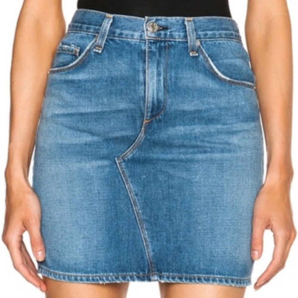 rag & bone Medium Blue Denim Panel Mini Skirt